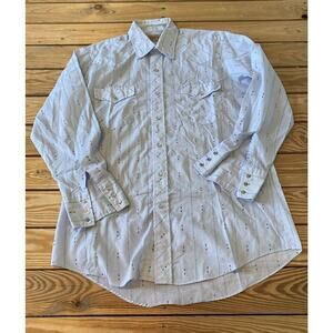 Rancher Vintage Snap Front Long Sleeve Shirt Size 16 Men’s Blue